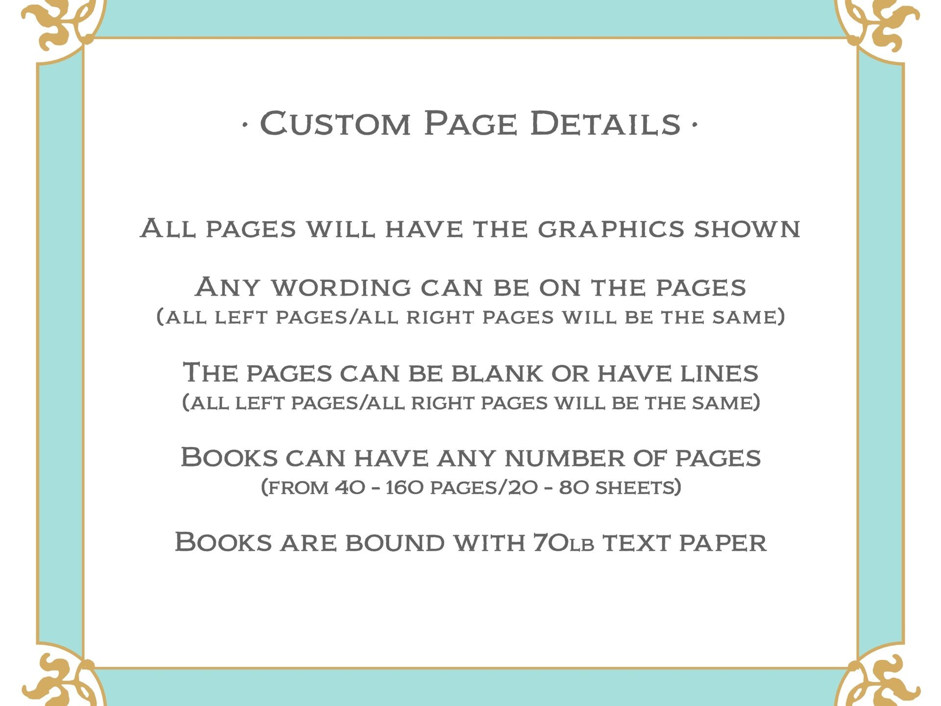 Custom Page Wedding Guest Book - Antique Style, Personalized Keepsake - White & Gold
