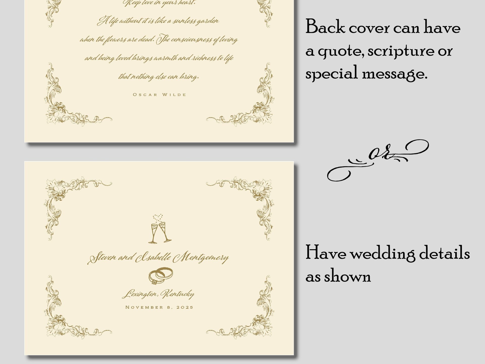 Antique Style Pink Wedding Guest Book - Personalized Traditional Hardcover