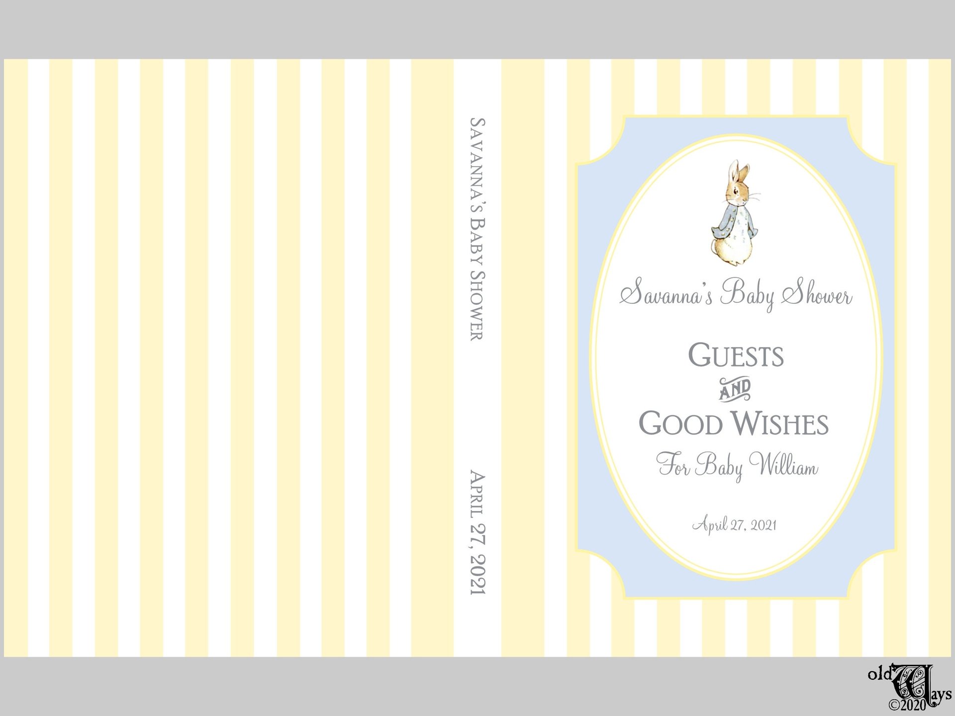 Peter Rabbit Baby Shower Guest Book for Baby Wishes, Advice for Parents - Vintage Style