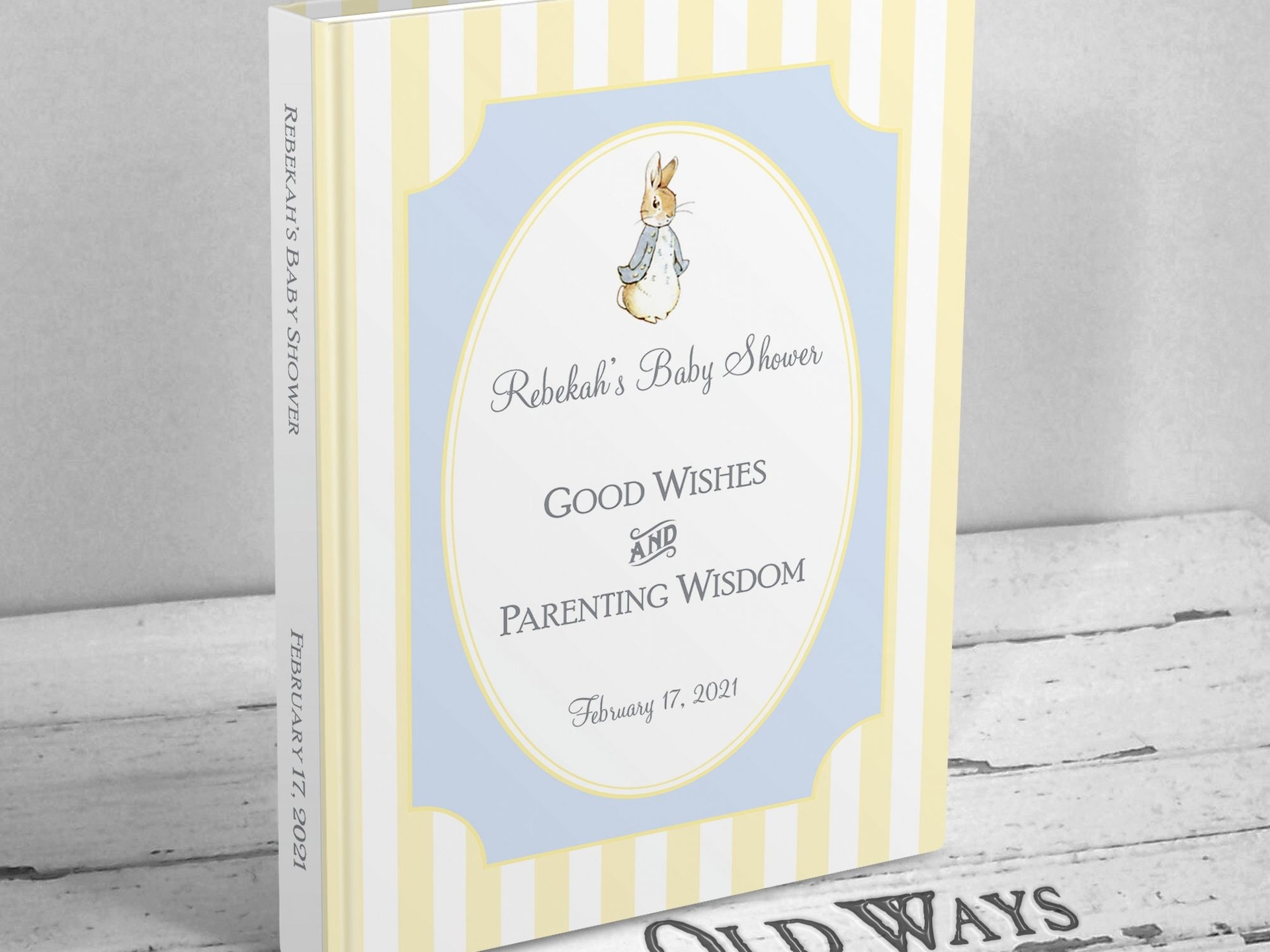 Peter Rabbit Baby Shower Guest Book for Baby Wishes, Advice for Parents - Vintage Style