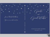 Celestial Navy Blue Baby Shower Guest Book - Star Themed Personalized Hardcover GuestBook