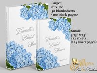 Blue Hydrangea Bridal Shower Guest Book - Personalized Advice & Wishes for the Bride to Be