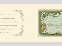 Personalized Wedding Guest Book - Antique Style, Emerald Green
