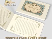Personalized Wedding Guest Book - Vintage Blue & Ivory - Victorian Antique Design with Custom Pages