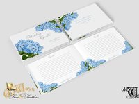 Floral Wedding Guest Book - Vintage Blue Hydrangea - Custom Personalized Pages