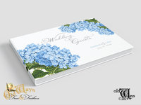 Floral Wedding Guest Book - Vintage Blue Hydrangea - Custom Personalized Pages