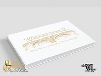 Custom Page Wedding Guest Book - Antique Style, Personalized Keepsake - White & Gold