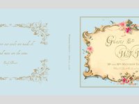 Light Blue Custom Wedding Guest Book - Antique Style Traditional Book with Personalized Pages