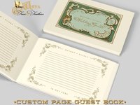 Personalized Wedding Guest Book - Antique Style, Emerald Green