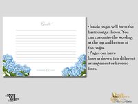 Floral Wedding Guest Book - Vintage Blue Hydrangea - Custom Personalized Pages