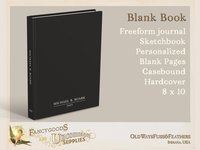 Classic Men's Blank Page Book in Black  - Personalized Freeform Journal or Sketchbook