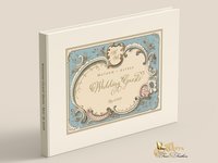 Personalized Wedding Guest Book - Vintage Blue & Ivory - Victorian Antique Design with Custom Pages
