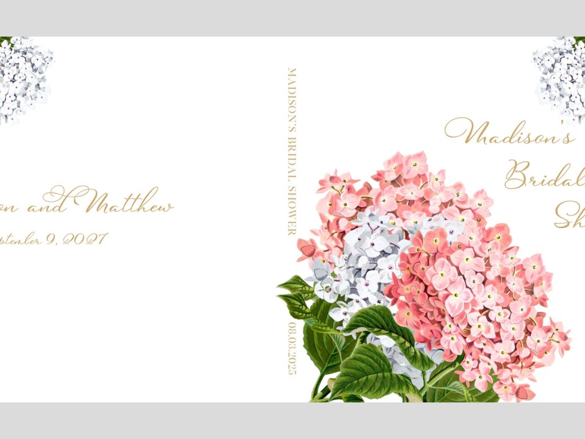 Custom Pink Hydrangea Bridal Shower Guest Book - Messages, Advice, Addresses, Gifts