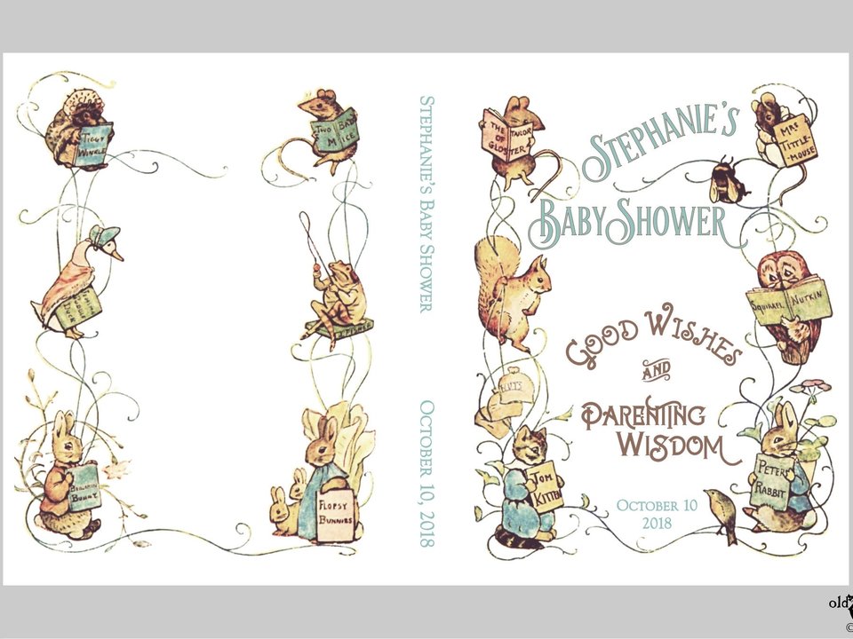 Storybook Baby Shower Guest Book - Vintage Beatrix Potter - Personalized