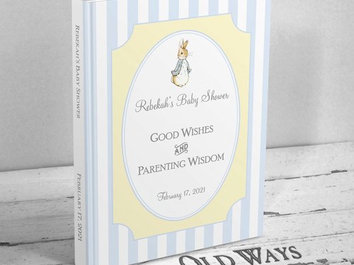 Peter Rabbit Baby Shower Guest Book for Baby Wishes, Advice for Parents - Vintage Style