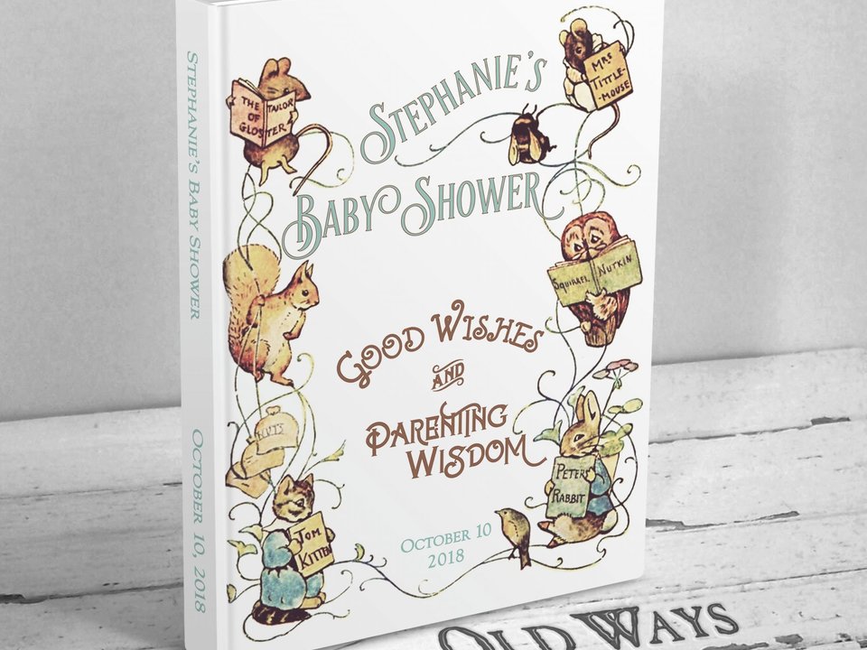 Storybook Baby Shower Guest Book - Vintage Beatrix Potter - Personalized