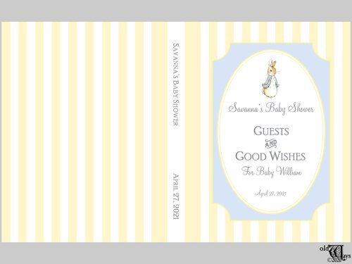 Peter Rabbit Baby Shower Guest Book for Baby Wishes, Advice for Parents - Vintage Style