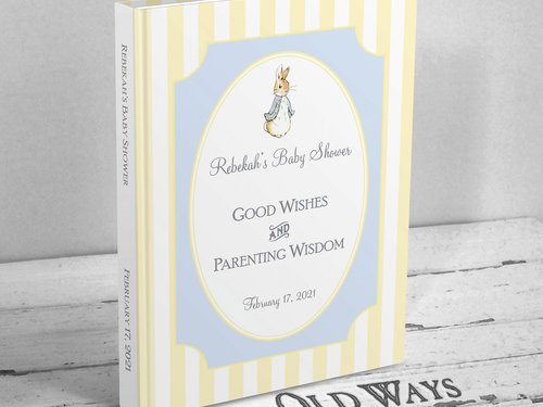 Peter Rabbit Baby Shower Guest Book for Baby Wishes, Advice for Parents - Vintage Style