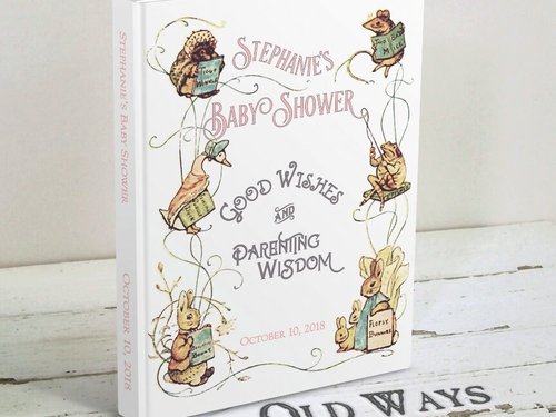 Vintage Storybook Baby Shower Guest Book for a Girl - Personalized - Beatrix Potter