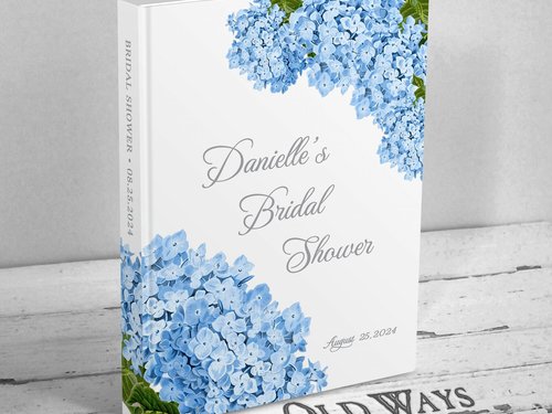 Blue Hydrangea Bridal Shower Guest Book - Personalized Advice & Wishes for the Bride to Be