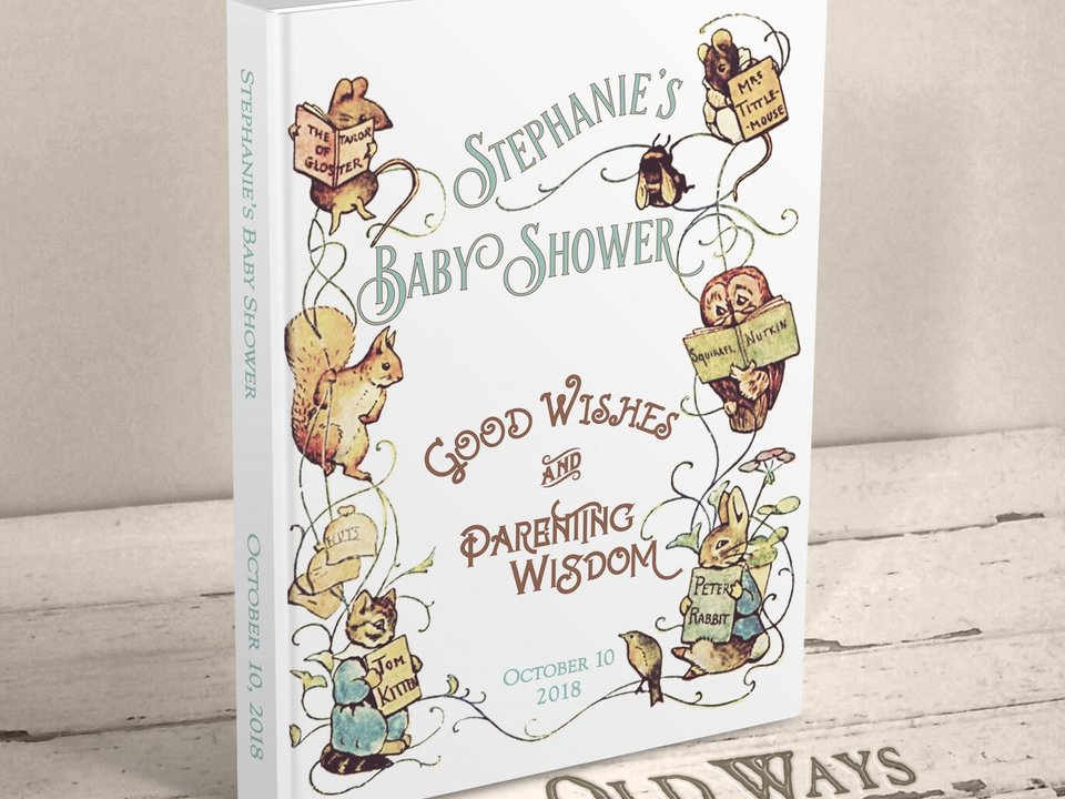 Storybook Baby Shower Guest Book - Vintage Beatrix Potter - Personalized
