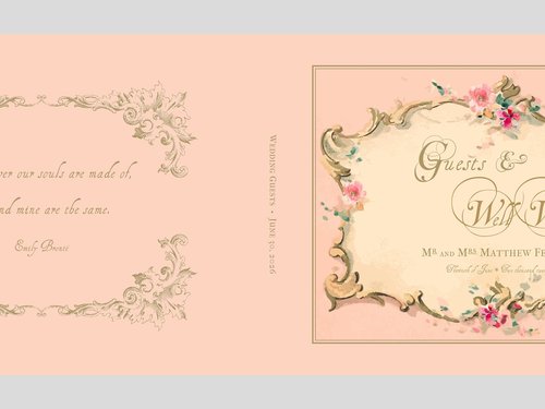 Antique Style Pink Wedding Guest Book - Personalized Traditional Hardcover