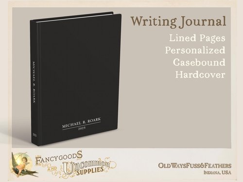 Classic Black Journal Personalized with Name & Monogram or Quote