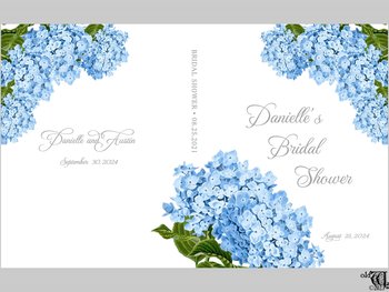 Blue Hydrangea Bridal Shower Guest Book - Personalized Advice & Wishes for the Bride to Be