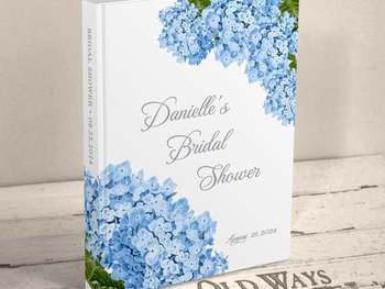 Blue Hydrangea Bridal Shower Guest Book - Personalized Advice & Wishes for the Bride to Be