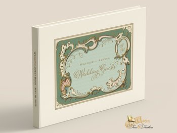 Personalized Wedding Guest Book - Antique Style, Emerald Green