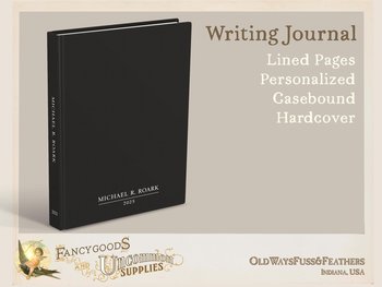 Classic Black Journal Personalized with Name & Monogram or Quote