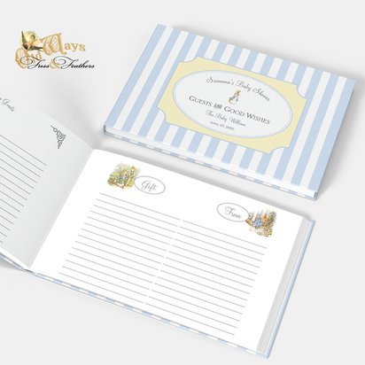 Peter Rabbit Custom Baby Shower Guest Book - Personalized Pages for Guest Messages, Gift List